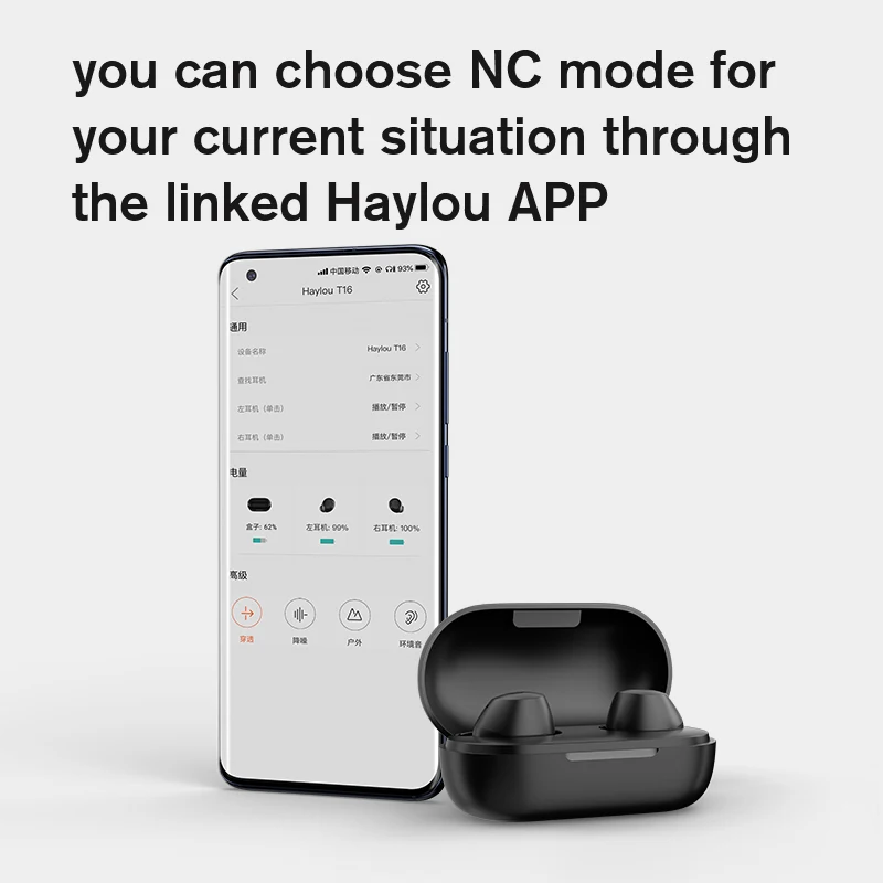 Haylou T16 HD klic Štiri Micphones ANC Bluetooth Slušalke,Hibrid-35dB Aktivno Zmanjševanje Hrupa Brezžične slušalke,CCAW Navitja