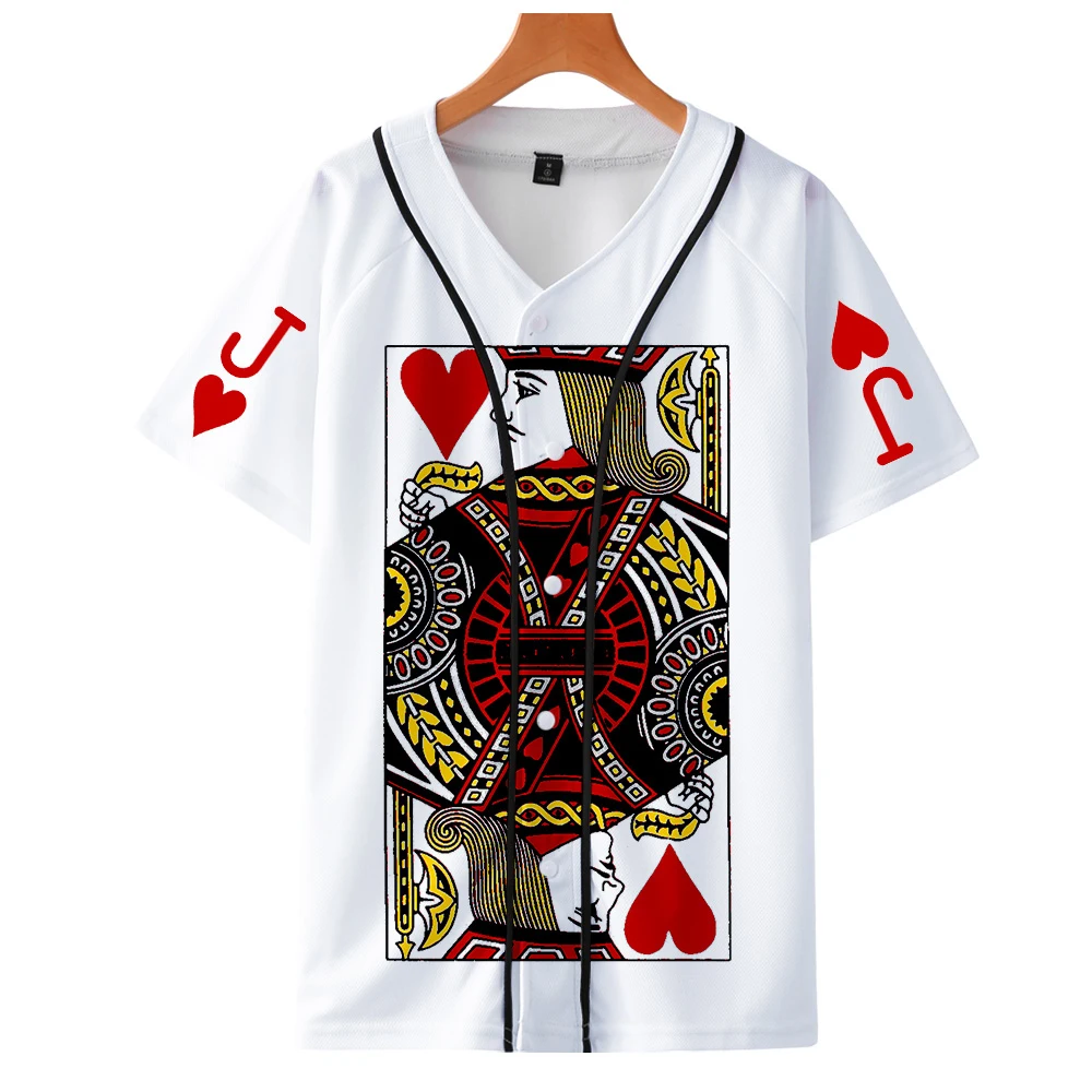 Hip Hop Poker Baseball Majica 3D Moški/ženske Poletje Kratka majica s kratkimi rokavi Moški Oblačila Fantje/dekleta Kratek Rokav Tshirts s Klobuk Bombaž