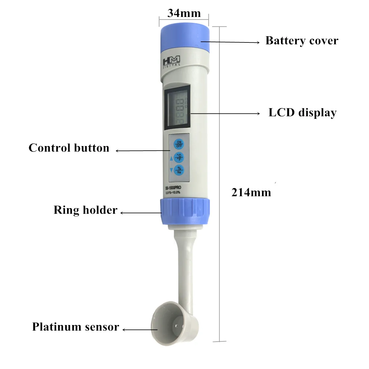 HM SB-1500PRO 0.01-10.0% Slanosti Meter Elektronski Hrane Salinometer s Platino senzor Za gostinske akvarijih ribniki 20% popusta