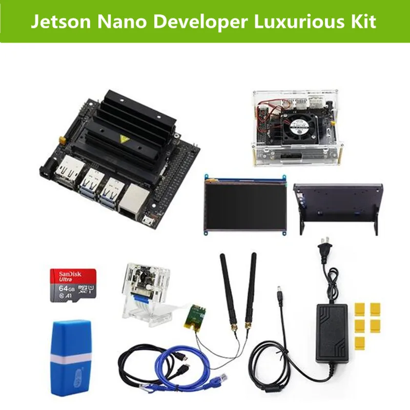 Jetson Nano B01 Odbor AI Razvijalec Razkošen Komplet s 64 G SD IMX219 Kamere 7 Palčni Zaslon in Brezžična Omrežna Kartica