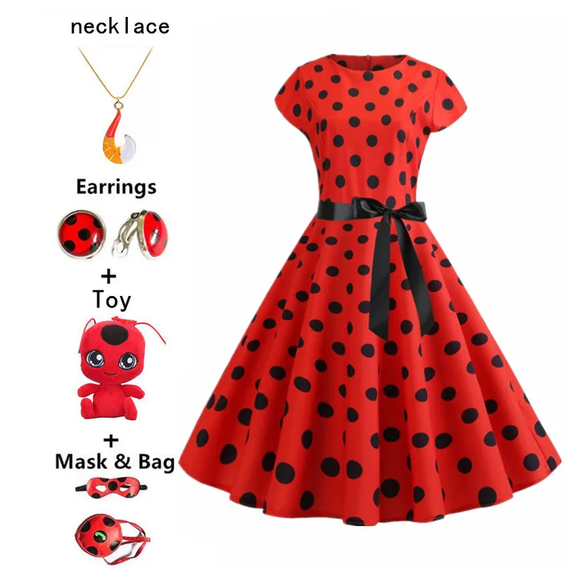 Karneval 2019 Odraslih Red bug Poletnih Oblačil Red dot Stranka Obleko Otroci Halloween Božično zabavo, Cosplay Čipke Pika Red dot Obleke
