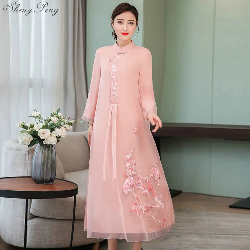 Kitajska tradicionalna Oblačila obleko Haljo Vietnam Ao Dai cheongsam obleko elegantno moderno cheongsam V1490