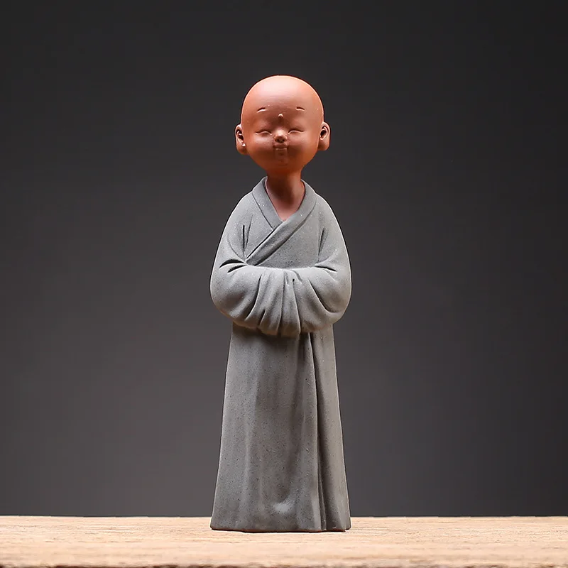 Kitajski keramični Zen malo menih kip Sodobno ročno Srčkan slika kiparstvo Začetni dnevni sobi, mansarda urad figurice