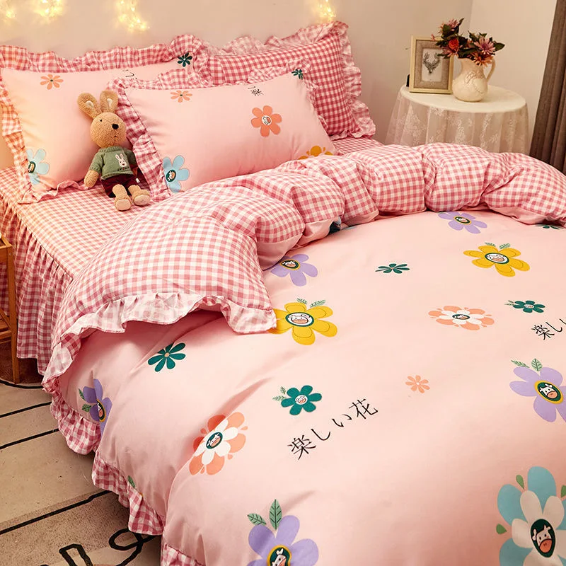 Korejska različica posteljo krilo štiri-delni posteljni zgosti princess style odeja zajemajo stanja prevleke tri-kos dekle srce