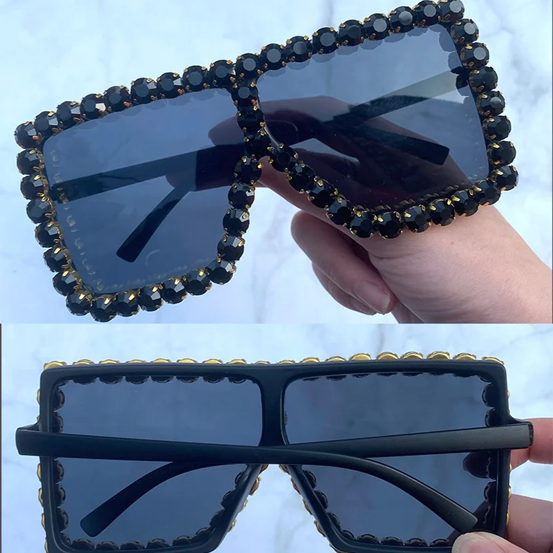Kvadratni Okrasnih sončna Očala Ženske 2020 Luksuzne blagovne Znamke Kristalov Diamanta Prevelik sončna očala Ženska Odtenki Ženske Sunglass UV400