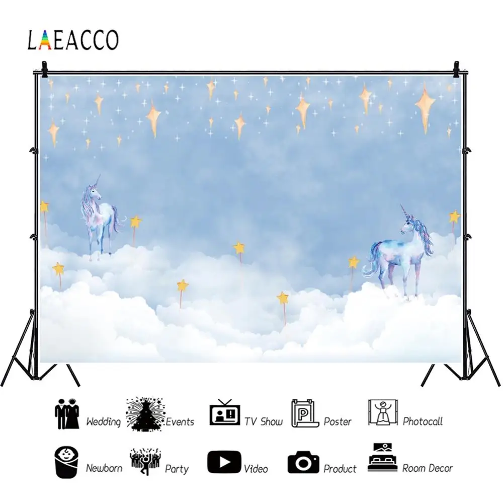 Laeacco Modro Nebo, Beli Oblaki, Zvezde, Samorog Rojstni dan Fotografije Okolij Meri Fotografske Kulise za Foto Studio
