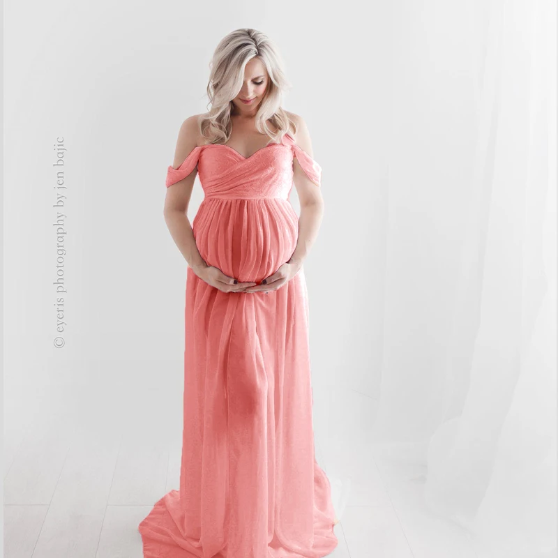 LZH Porodniškega Stranka Halje 2020 Novo Porodniškega Tube Zgornji del Barva Šifon Obleko Maxi Nosečnice, Oblačila Za Fotografijo Ustrelil