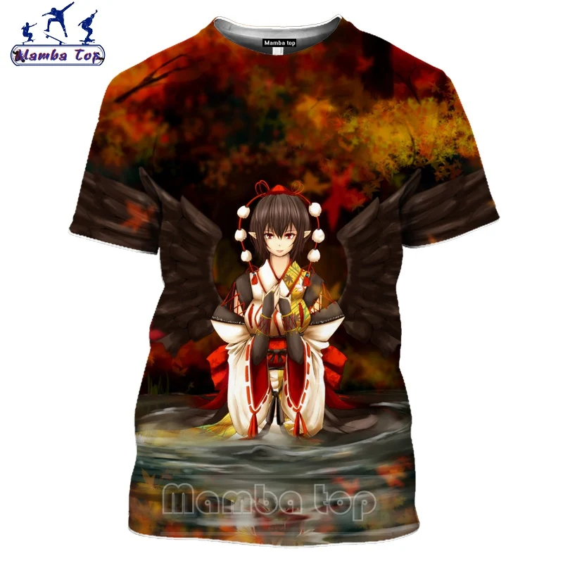 Mamba vrh Moške majice 3D Preppy Stil Touhou Projekta T Shirt Hentai Anime Dekle Fujiwara ne Mokou Moda za Ženske, Moške Ulične