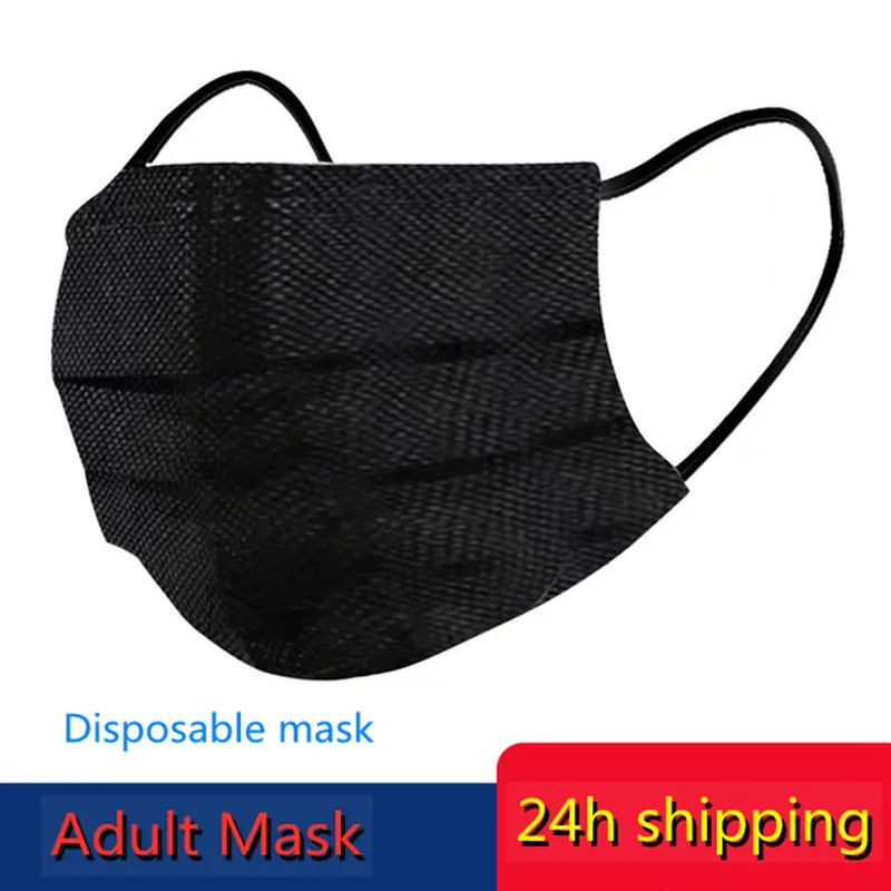 Maska Črne Maske Za Enkratno Uporabo Umetnih, Sintetičnih Vlaken, 3 Plasti Filtra, Maske Proti Prahu, Smog Dihanje Gaza Masko Za Odrasle Obraz, Usta Maske