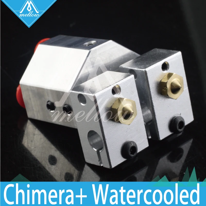 Mehak Vse-kovinsko Chimera+ voda ohladi e3d Hotend kit Multi-ekstrudiranje V6 Dual Head bowden bmg Iztiskanje 3D tiskalnik deli