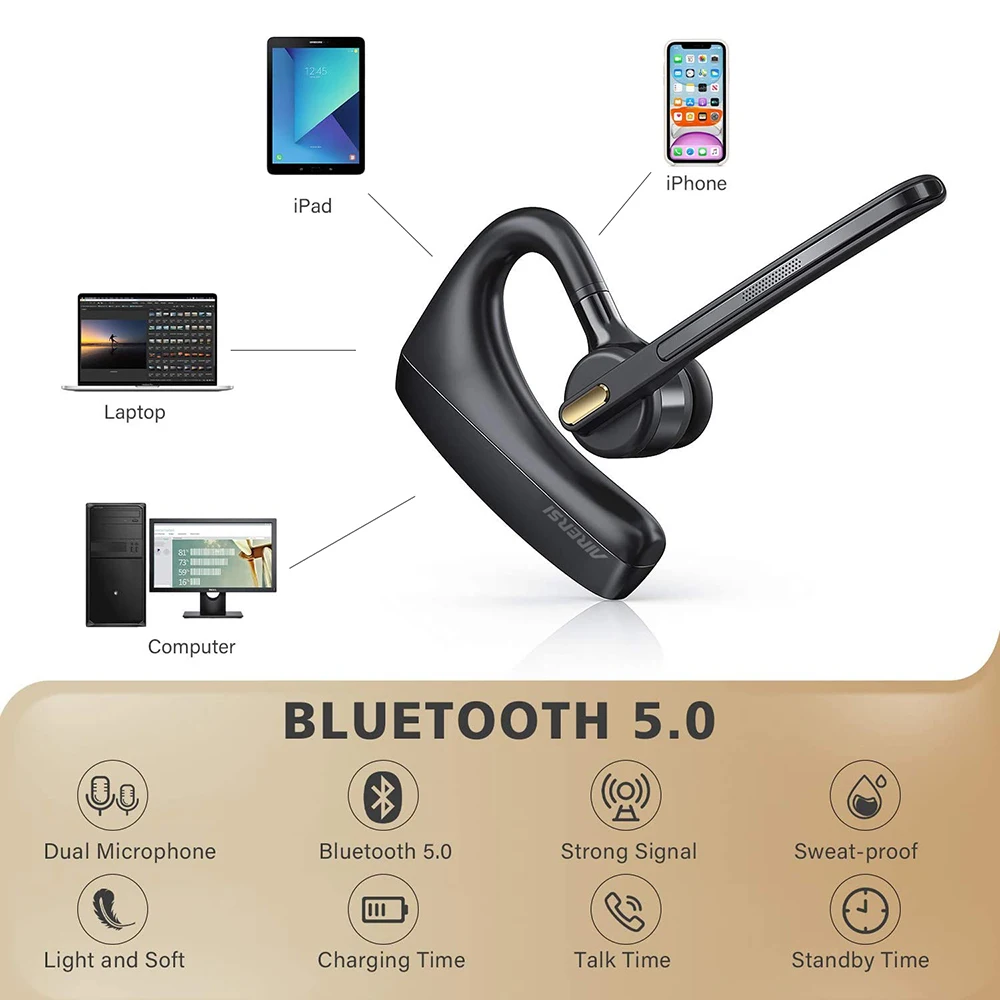 Najnovejši Bluetooth Slušalke Brezžične Slušalke z Dvojno Mic Zmanjšanje Hrupa Bluetooth Slušalke z Mute Stikalo za Vse Pametne Telefone