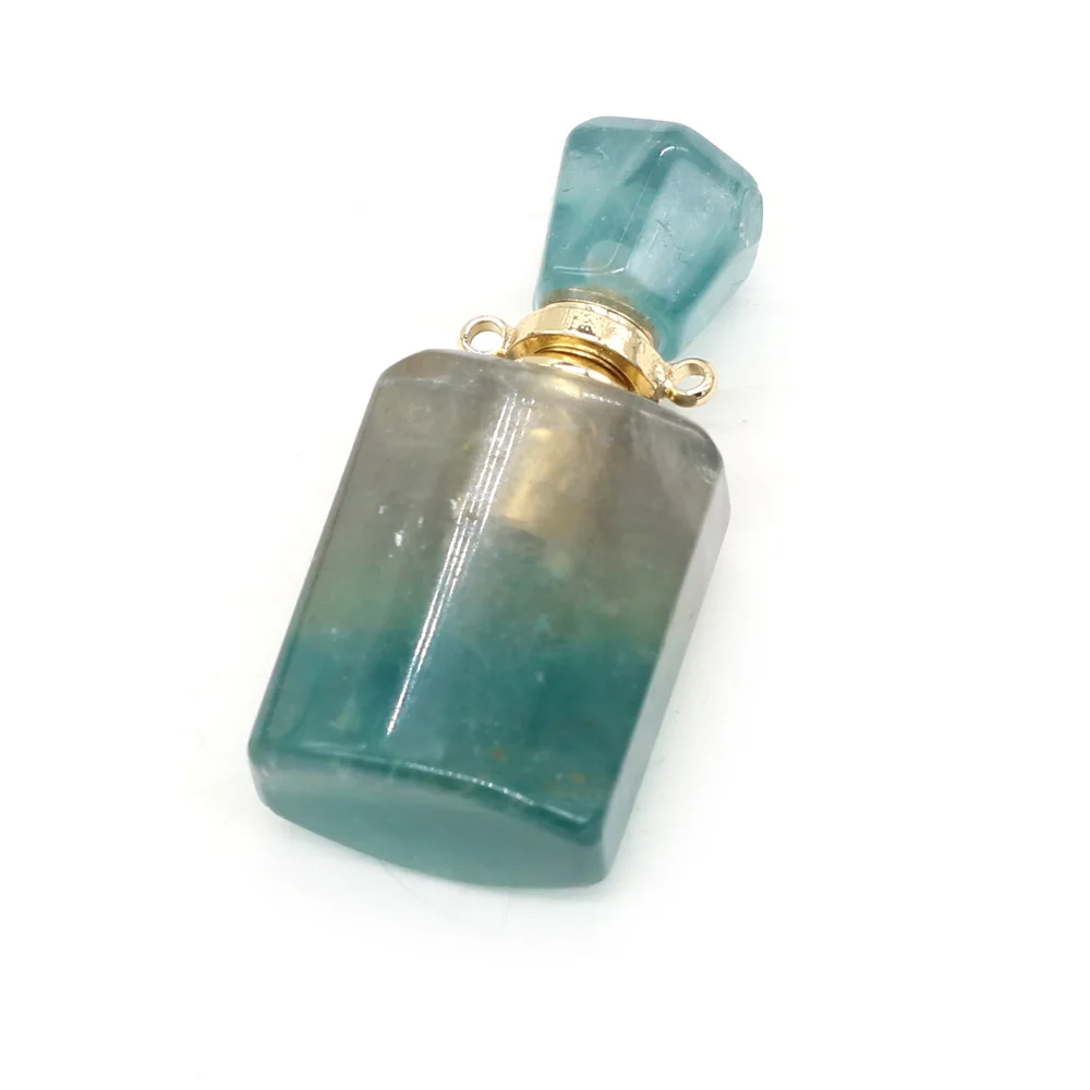 Naravni Kamen Stekleničke Parfuma Obesek Fluorites Kvadratne Oblike Eterično Olje Difuzor Obesek za Nakit Čare Darilo 15x35mm
