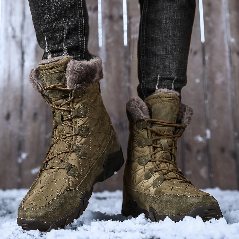 Nove Zimske Moške Čevlji Krzno Toplo Moških Sneg Škornji Super Toplo Moških Zimskih Čevljev na Prostem Nepremočljiva Moške Superge Znamke Moški Škornji