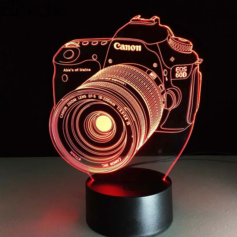 Novost Kamere 3D Noč Svetlobe Iluzijo USB Dotik 7 Barva Spreminja Tabela Nočno Svetilko ob Postelji Doma Dekor za Otroke Spalnica Darilo