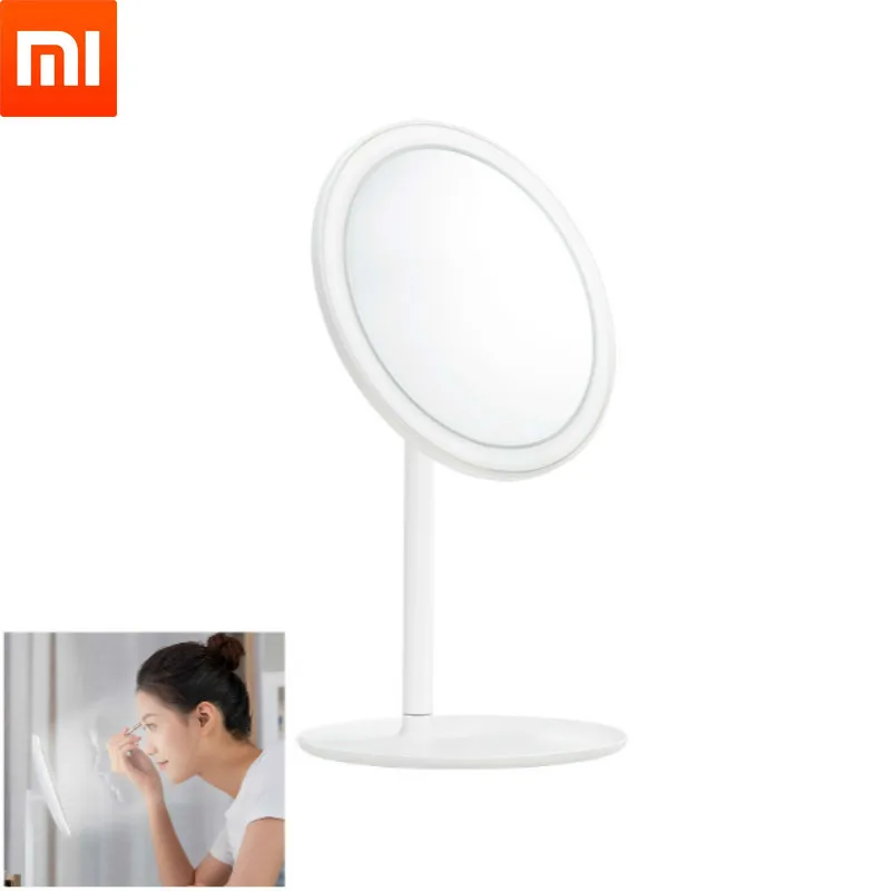 Original Xiaomi Ličila Ogledalo Namizni LED Osvetljeno Prenosni Polnjenje Zaslon, Nastavljiva Ogledala Svetlost Silver Plated Ogledalo