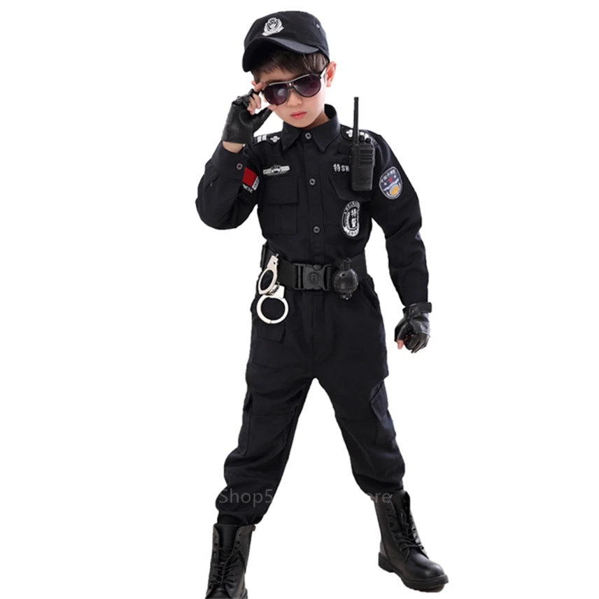 Otrok Halloween Policist Kostume Otroci Carnival Party Policijsko Uniformo, 110-160 cm Fantje Vojske Policistov, Cosplay Kompleti Oblačil