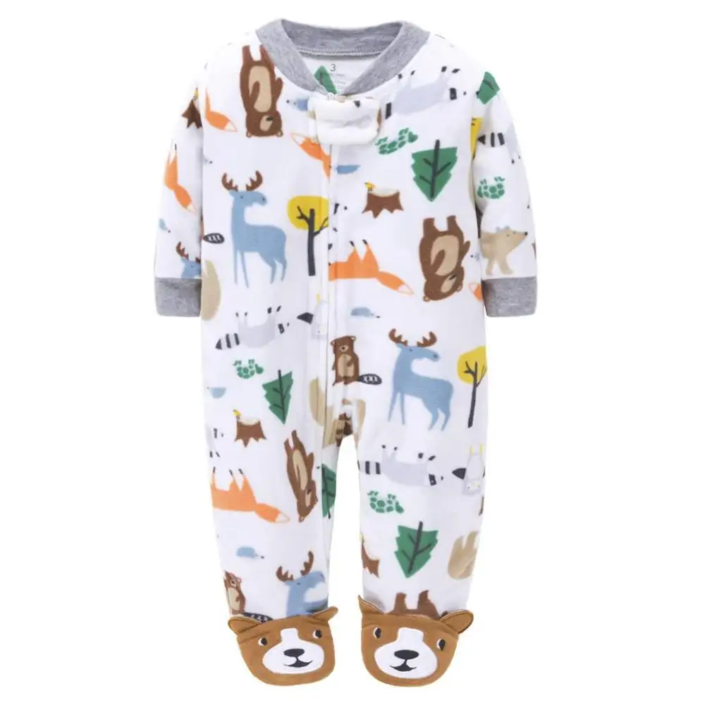 Otroške pižame zadrgo pozimi toplo otroška oblačila samorog polar runo jumpsuit fantje oblačila baby jumpsuit novorojenčka romper ropa bebe