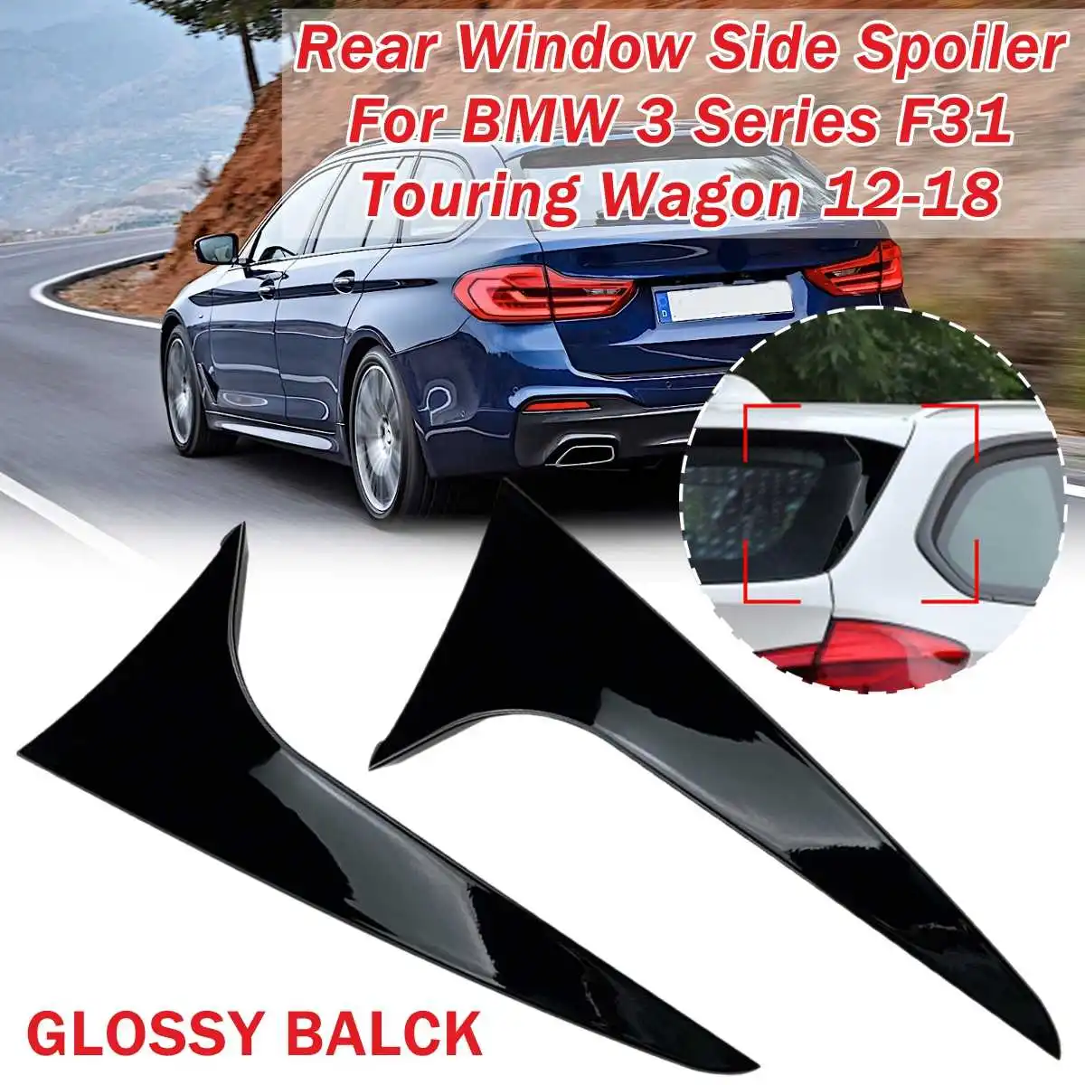 Par Gloss Black Zadnje Okno Strani Krilo Strešni Spojler Splitter Nalepke za BMW Serije 3 F31 2012 2013 14-2018 Zunanjost Popravilo Kit