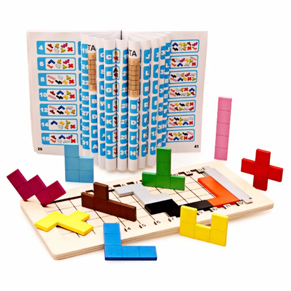 Pisane Lesene Tangram 3D Uganke Igrače Otrok Število Možganov Teaser Montessori Izobraževanje Igrače Igra Tetris Lesa Igrača Jisgaw Odbor