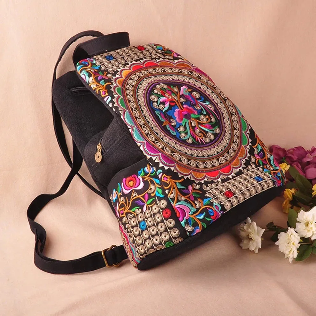 Platno vezenje Etnične nahrbtnik ženske ročno Vezeni cvetlični Vrečko Potovalne Torbe šolsko nahrbtniki 2020 Novo рюкзак #May19