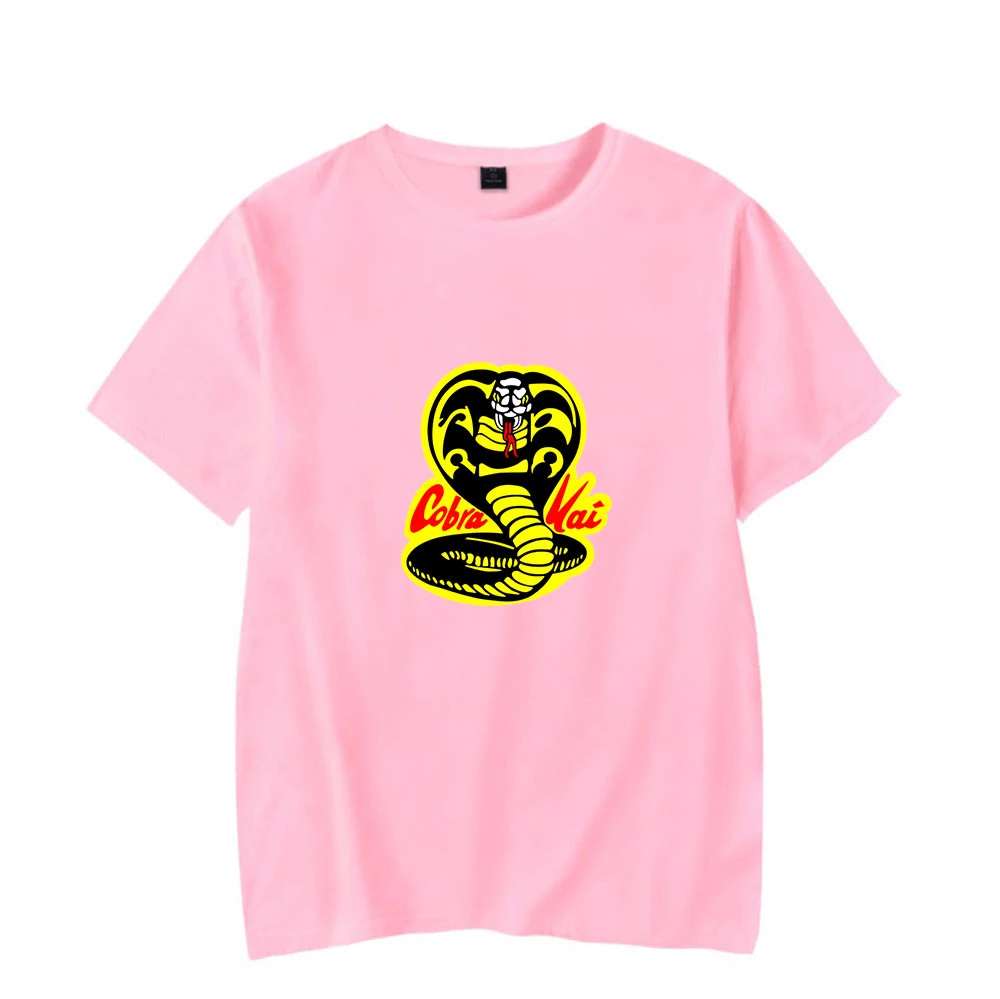 Poletje COBRA KAI roza majica s kratkimi rokavi Moški Ženske Nov Modni fantje dekleta Hip Hop Kratek Rokav Tees Primerna priložnostne COBRA KAI t-shirt