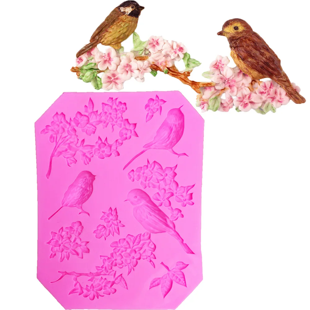 Ptica Cvet silikona, fondat plesni torta dekoraterstvo orodja Vrtnice, čokolade matrica moldes de silicona par reposteria T1018