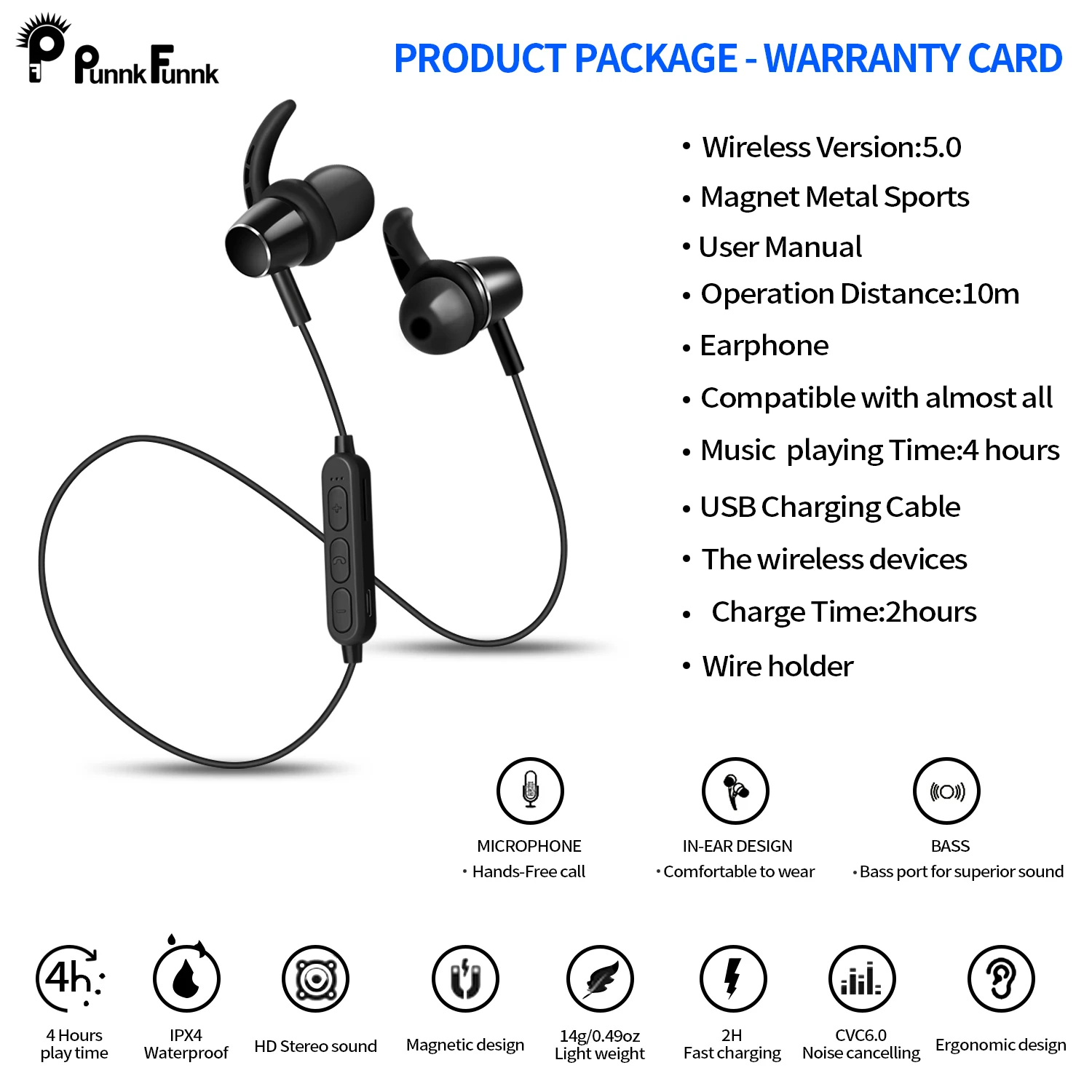 PunnkFunnk Bluetooth 5.0 Slušalke Magnet Globok Bas stereo Šport Slušalke Za iphone 5 6 7 8 X X X X XR XS MAX Xiaomi Nasprotnega samsung