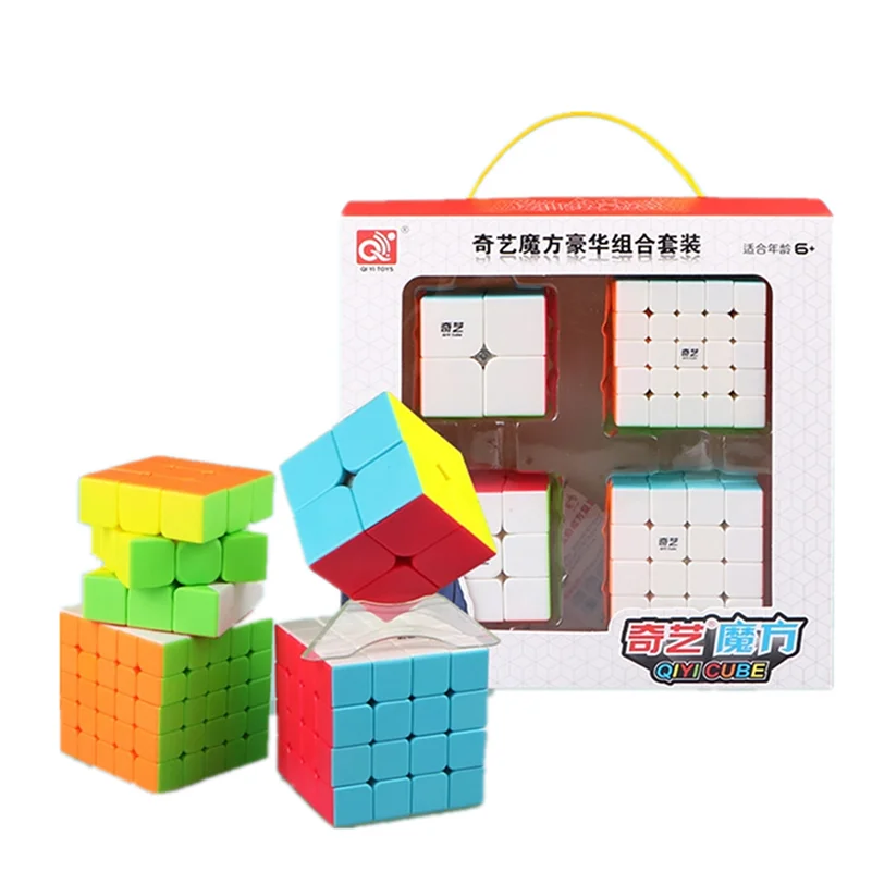 Qiyi kocka darilo polje 4pcs/set Qiyi 2x2 3x3 4x4 5 x 5 hitrosti puzzle magic cube Qiyi cubo magico profissional izobraževalne igrače za otroke