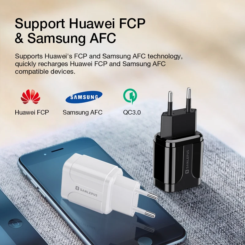 SANLEPUS 18W USB Polnilec za Hitro Polnjenje 3.0 Hitro Steno Mobilni Telefon Polnilnik QC3.0 Za iPhone x 8 7 iPad, Samsung s8 s9 Xiaomi Huawei