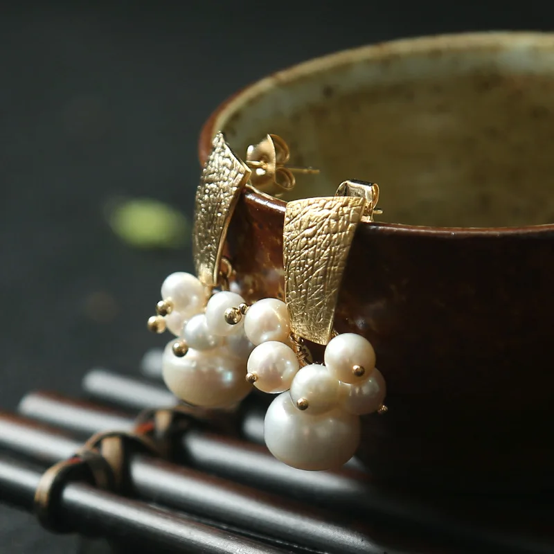SINZRY Nov Prihod korejski design naravno sveže vode pearl letnik zlata spusti uhani za ženske