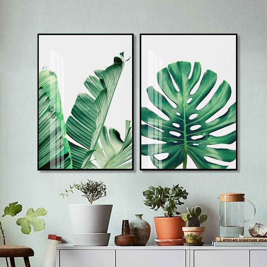 Sodobna Tropskih Zelenih Palmovih Listov Narave Platno Stensko Slikarstvo Umetniške grafike, Plakati, Slike Visi za Dom Dnevna Soba Dekoracijo