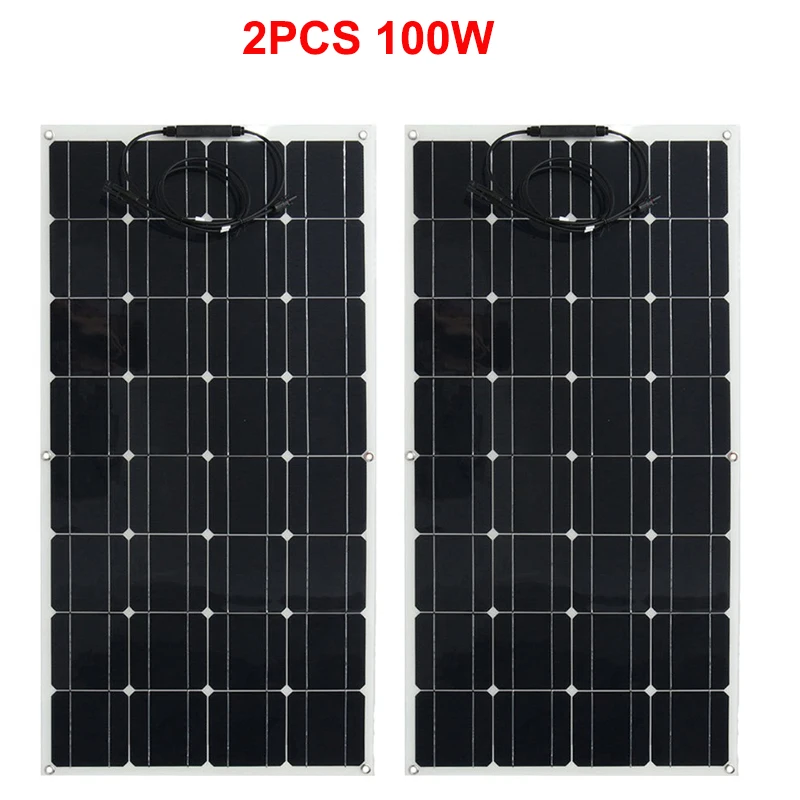 Solarni Sistem 200w Fotovoltaičnih Prilagodljiv Sončne celice 100w 2pcs PV Doma Power Kit Postaja Za 12V 24V Baterija
