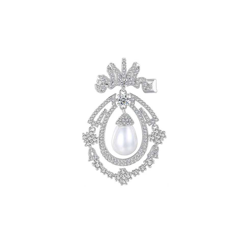 Srebro Ton Kubičnih Cirkonij Royal Broška Pin Broach Visoko Kakovostne Ženske Dekle Obleko, Nakit, Pribor XR02051