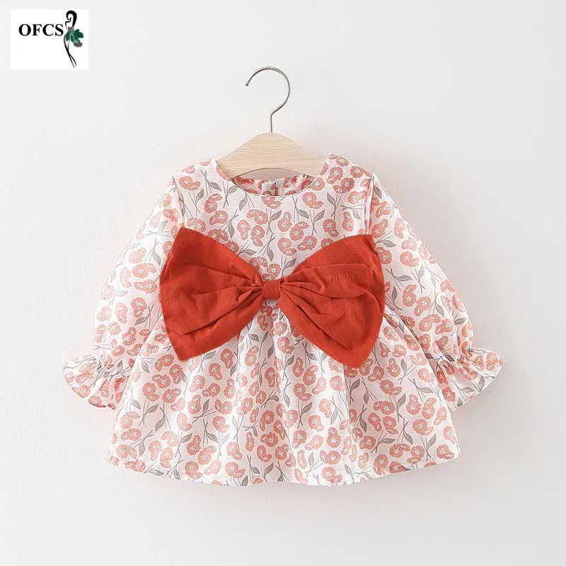 Srčkan Baby Obleke za Dekleta Rojstni dan Novorojenčka Dolge rokave Princesa Obleko Za Dekle Krst Obleki Dekleta 1 2 3 Leto Lok Dekoracijo