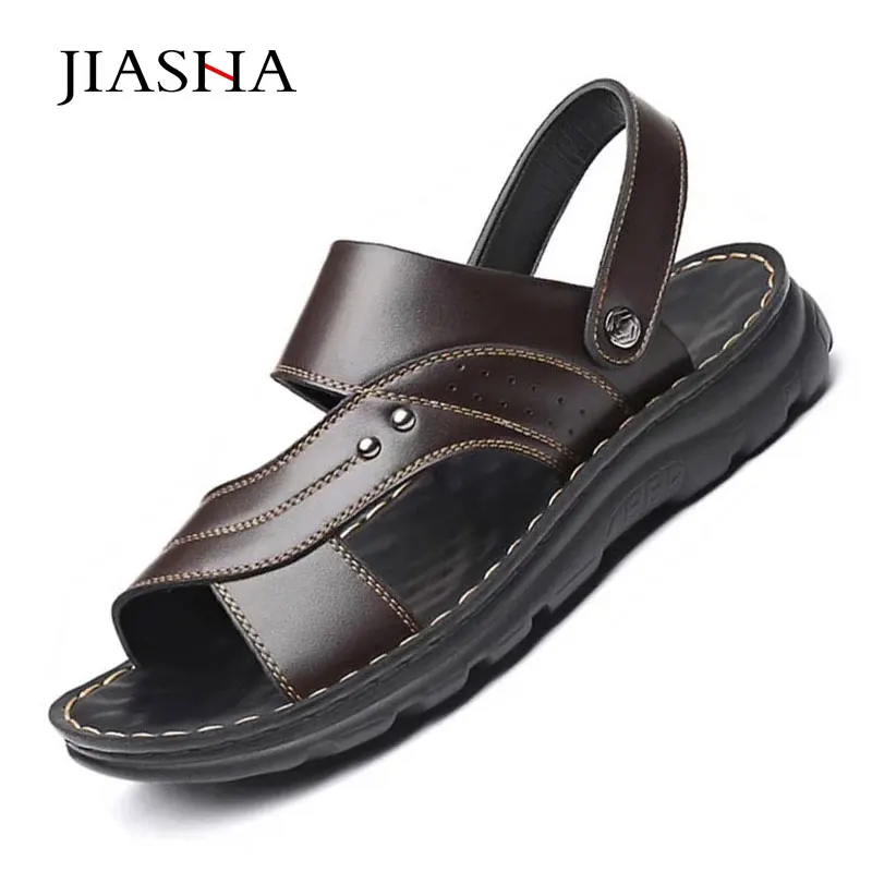 Udobno zdrsne na poletni sandali moški čevlji pravega usnja non-slip priložnostne čevlji moški plaži sandali moški natikači sandalias