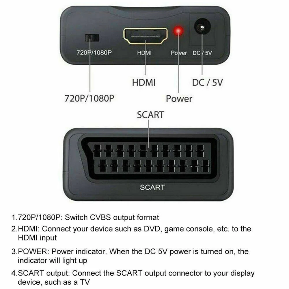 Video Audio Upscale Pretvornik 1080P SCART za HDMI HD Sprejemnik TV Plug and Play za Urad, ki Skrbi Računalniške Potrebščine