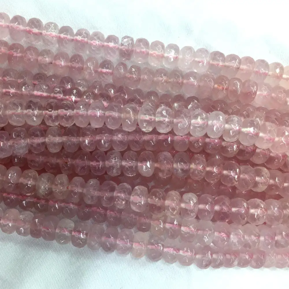 Visoka Kakovost Mozambik Jasno Pink Rose Quartz Crystal Svoboden Gladko Rondelle Ogrlica, Zapestnica Nakit Kroglice 06038