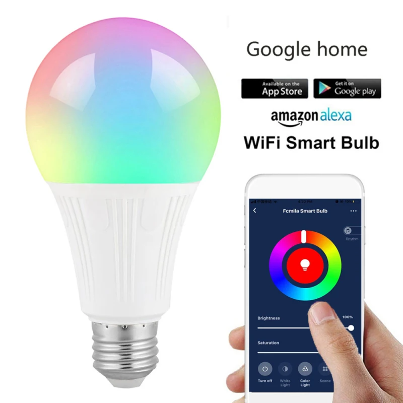 WIFI Smart LED Žarnica E27 E26 B22 Bluetooth/ WiFi link10W Zatemniti Aplikacijo Glasovni Nadzor za Alexa googlova Domača stran GRB Žarnica Svetilka