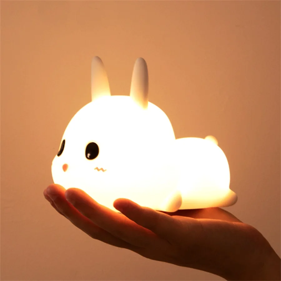 Zajček Silikonski Noč Lučka Zajec Led Lučka za Polnjenje po vmesniku USB Živali Risanka možnost zatemnitve luči Za Otroke, Otroci Baby Gif Soba Dekoracijo