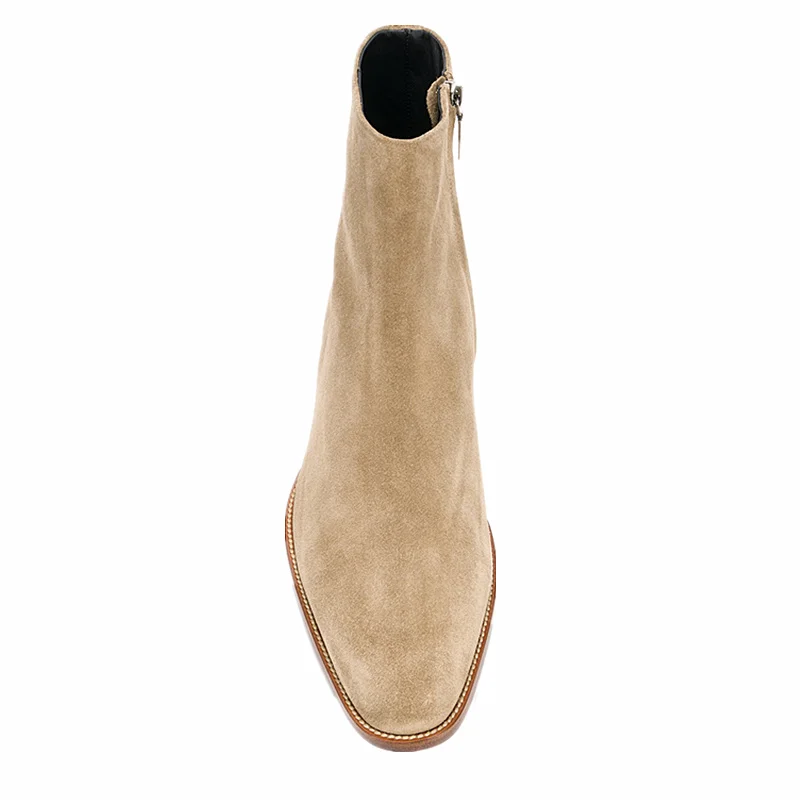 Zippered mat pravega usnja visoko-top casual moški čevlji Udobno CHELSEA BOOT